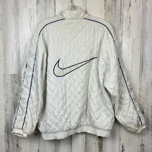 Nike Big Swoosh Quilted Full Zip White Windbreaker Jacket Size XL 16/18 90's